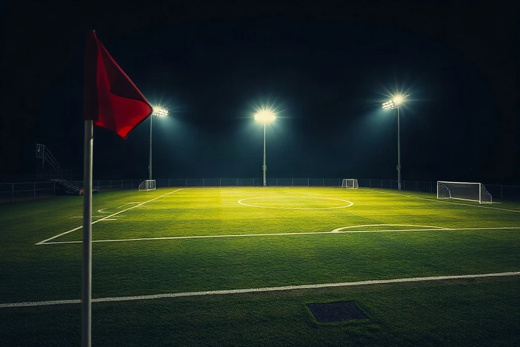 Saha çizgileri üzerinde Amerikan futbolu topu