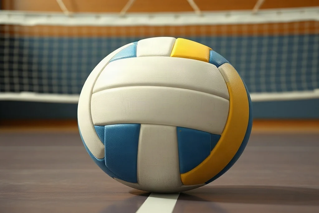 Gün batımında kum üzerinde voleybol topu